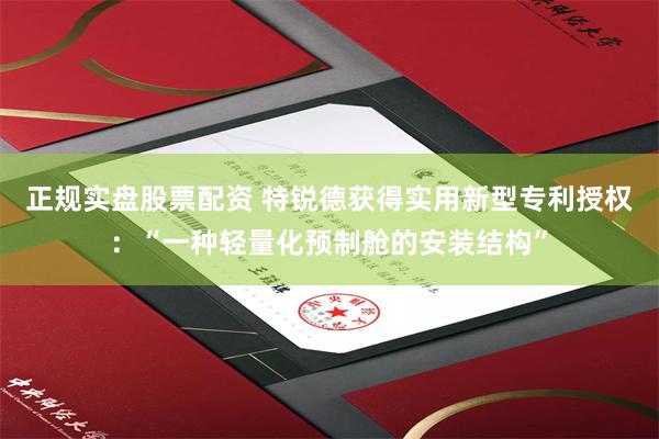 正规实盘股票配资 特锐德获得实用新型专利授权：“一种轻量化预
