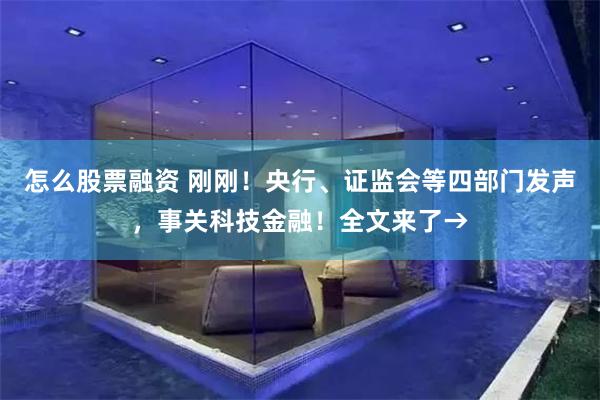 怎么股票融资 刚刚！央行、证监会等四部门发声，事关科技金融！