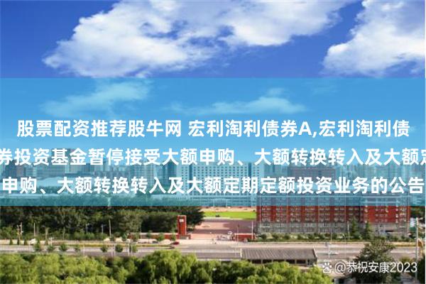 股票配资推荐股牛网 宏利淘利债券A,宏利淘利债券B: 宏利淘利债券型证券投资基金暂停接受大额申购、大额转换转入及大额定期定额投资业务的公告