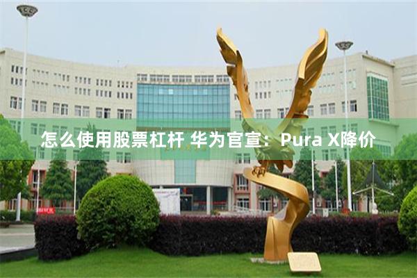 怎么使用股票杠杆 华为官宣：Pura X降价